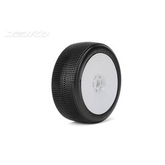 JETKO Jetko 1/8 LESNAR Buggy Tyres (Dish/WHITE Rim/Ultra Soft) (2pcs) [1004DWUSG] PRE MOUNTED