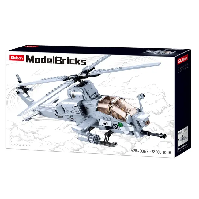 Sluban - B0838 MB AH-1Z ATTACK HELICOPTER 482 PCS 10+ C12