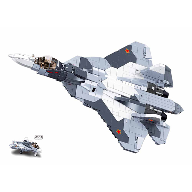 Sluban Gray White Jet Fighter 2 in 1