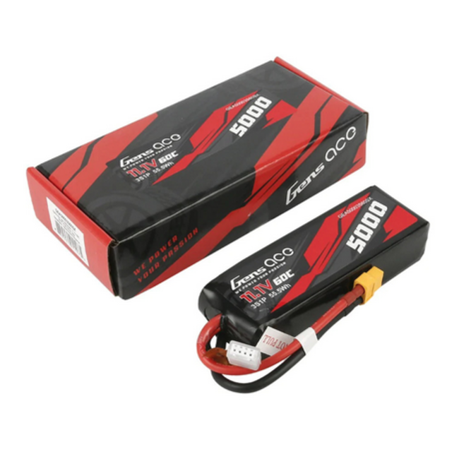 Gens Ace 3S 5000mAh 11.1V 60C Hardcase/Hardwired LiPo Battery (XT60/ TRAXXAS )