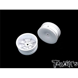 TWORKS TWORKS 2.2" 12mm Hex Rear Wheel White ( For B6.1/B6.2/B64/B74/YZ2/YZ4/RB7/ZX7/D418/SRX2/SDX4 ) 2pcs - TE-218-CW-2