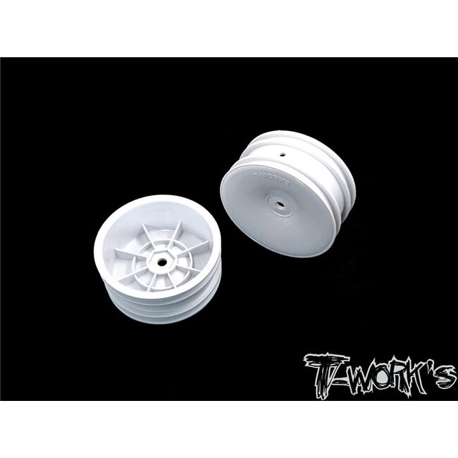 TWORKS 2.2" 12mm Hex Rear Wheel White ( For B6.1/B6.2/B64/B74/YZ2/YZ4/RB7/ZX7/D418/SRX2/SDX4 ) 2pcs - TE-218-CW-2