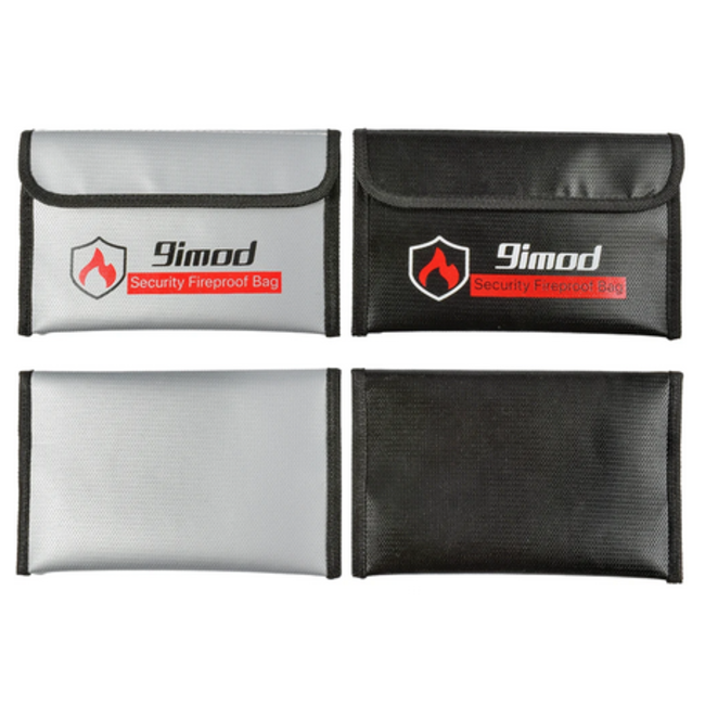 9IMOD LIPO SAFE  BAG SMALL SILVER OR BLACK 127 X 203mm WATERPROOF SILICONE COVERED