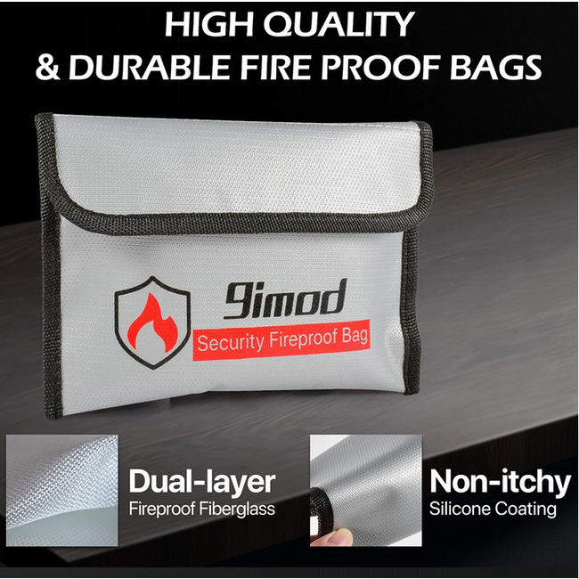 9imod LIPO SAFE  BAG SMALL SILVER OR BLACK 127 X 203mm WATERPROOF SILICONE COVERED
