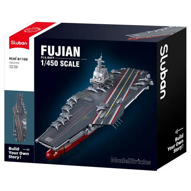 Sluban FUJIAN PLA NAVY AIRCRAFT CARRIER 1/450   1312 PCE AGE 12+