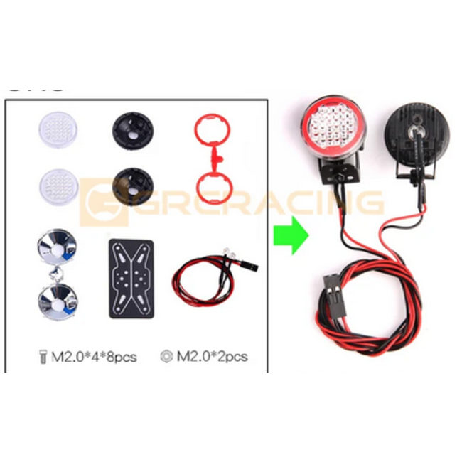 INJORA SPOTLIGHTS 22mm MULTI LED LOOK WITH STANDARD 5mm  LED & MOUNTING