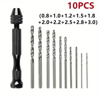 ACE RADIO CONTROLLED MODELS ACE RC Three-claw 0.3-3.4mm Hand Twist Drill Hand Drilling Tool PIN VICE INCLUDES 10 DRILLS