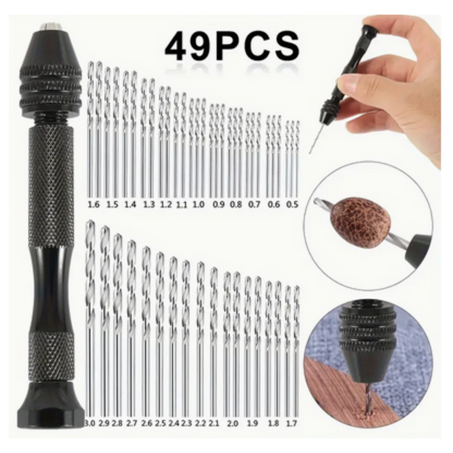 ACE RC Three-claw 0.3-3.4mm Hand Twist Drill Hand Drilling Tool PIN VICE INCLUDES 48 DRILLS