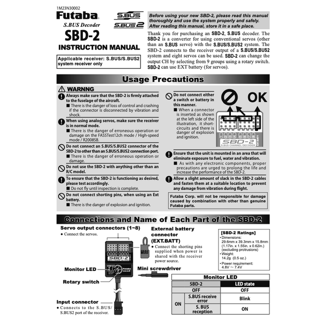 FUTABA S BUS 8CH DECODER SBD-2
