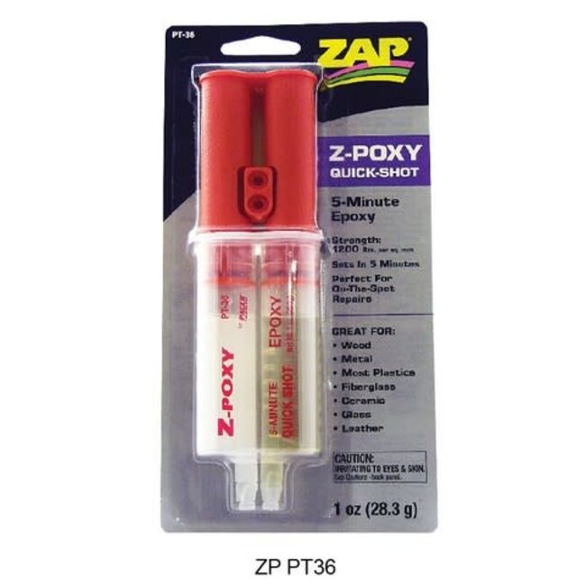 ZAP 5 MIN EPOXY 1oz TOTAL DUAL SYRINGES 2 X 1/2 oz