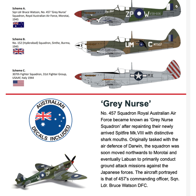 AIRFIX SUPERMARINE SPITFIRE MK.VIII 1/24  ( DISCONTINUED )