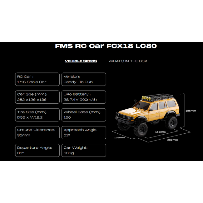 FMS 1/18 FCX18 Toyota Land Cruiser 80 4WD Electric RTR RC Rock Crawler
