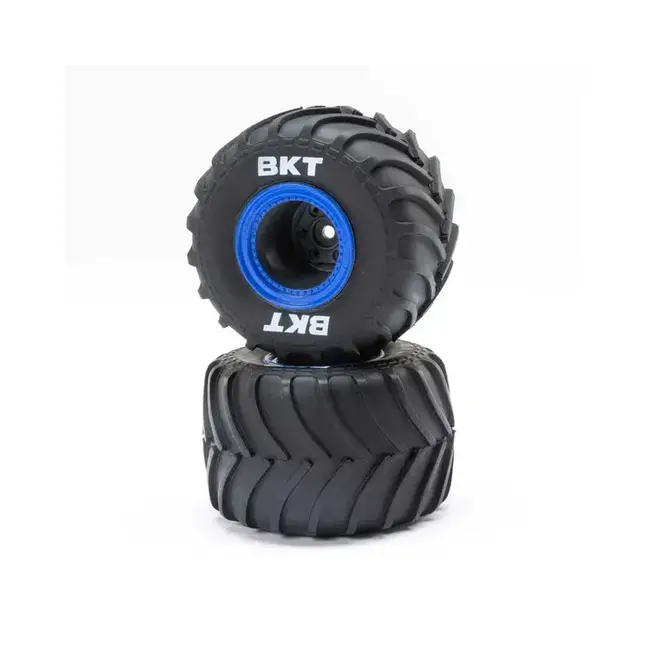 Losi Premounted MT Tyres with BLUE Beadlocks, 2pcs, Mini LMT