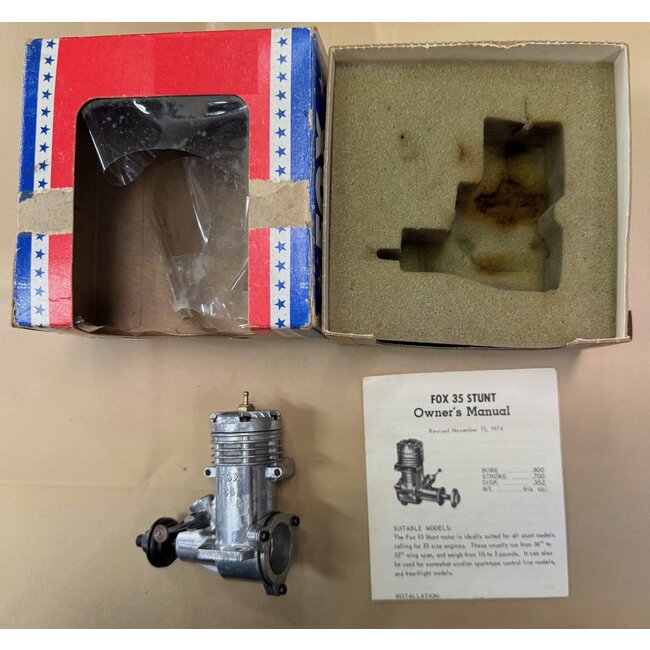 FOX 35 C/L STUNT ENGINE EARLY DATE TBC ( new old stock ) WITH ORIGINAL BOX NO MUFFLER