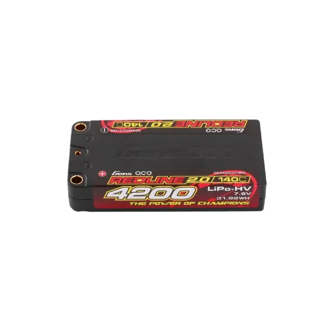 Gens Ace 2S Redline 2.0 4200mAh 140C 7.6V Hardcase Lipo Battery (5.0mm Bullet)