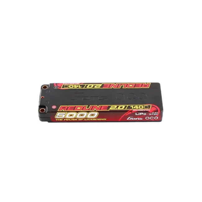 Gens Ace 2S Redline 2.0 5000mAh 140C 7.4V Hardcase Lipo Battery (5.0mm Bullet)