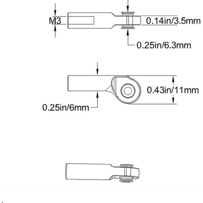 RC4WD M3 OFFSET ROD END LONG (EA) FOR CRAWLERS AND TRACTOR TRUCKS