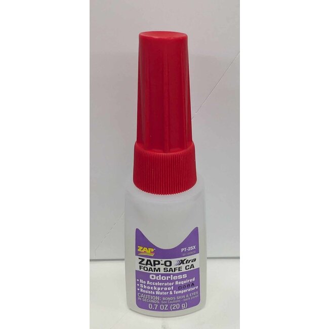 ZAP PT-25X (*) 20gr (0.7 ounces) Zap O Xtra CA Foam Safe CA (no kicker required)