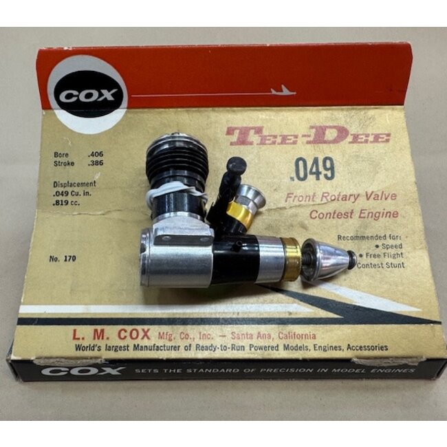 COX  ENGINE TEE DEE .049 VINTAGE 1975  JEWEL CASE ALL ORIGINAL NIB