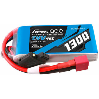 GENS ACE Gens Ace G-Tech 2S 1300mAh 45C 7.4V Soft Pack Lipo Battery (Deans)