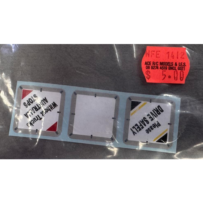 WF 1/14 TRUCK DECALS DRIVE SAFELY & WITHOUT TURCKS AUSTRALIA STOPS & BLANK