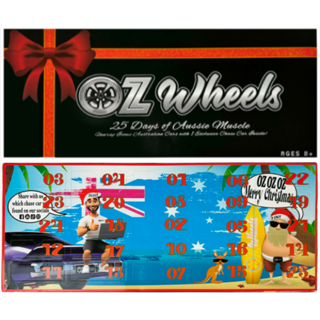 OZ WHEELS 1/64 ADVENT CALENDAR 25 CARS  INCLUDES 24 STD CARS & 1 RANDOM CHASE CAR