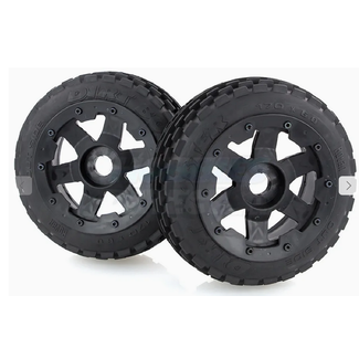 ROVAN Rovan  Baja 5B Front Dirt Buster Tyres on Black Rims - Beadlocked Wheels 2Pcs