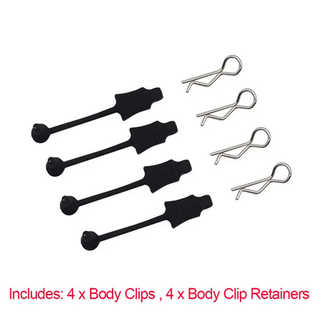 ACE RADIO CONTROLLED MODELS ACE BODY PINS WITH RUBBER  RETAINERS X4