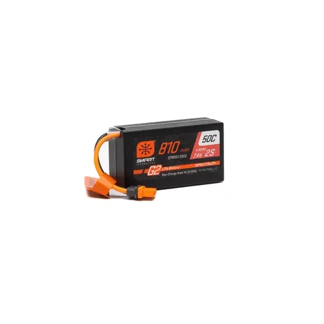 Spektrum 810mAh 2S 7.4V Smart G2 50C LiPo Battery with IC2 Connector