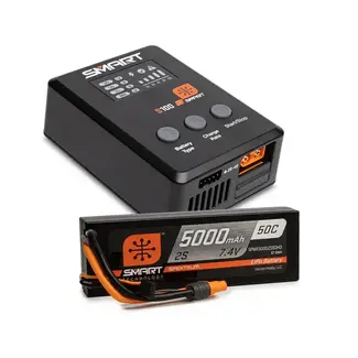 ARRMA Spektrum Smart 5000mAh 2S 50C IC3 LiPo Battery Powerstage Bundle with S100 Charger