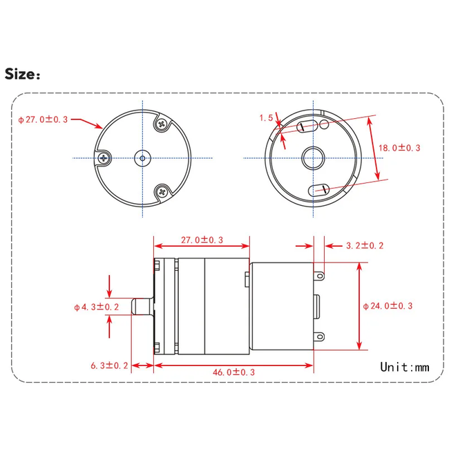 ACE MICRO GEAR WATER PUMP 6-7.2V 0.3-0.8lt MIN
