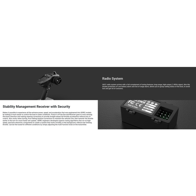 UDI RC 2.4G Brushless RC High Speed Boat with Lights black