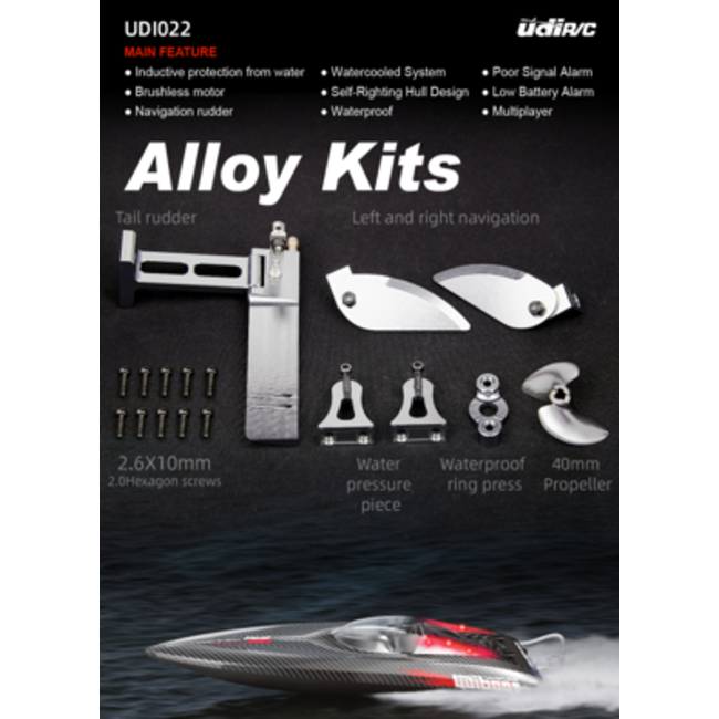 UDI RC 2.4G Brushless RC High Speed Boat with Lights black