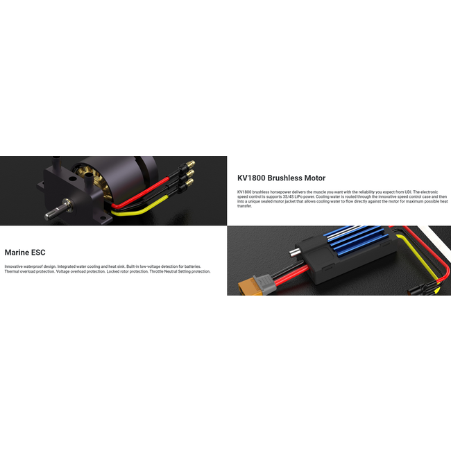 UDI RC 2.4G Brushless RC High Speed Boat with Lights black