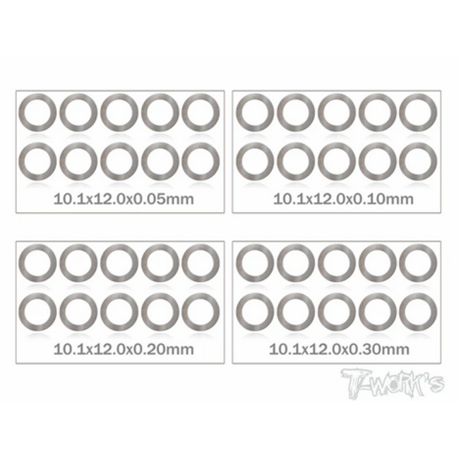 T-WORKS 10mm Shim Washer Set ( 0.05,0.1,0.2,0.3mm each 10pcs. )
