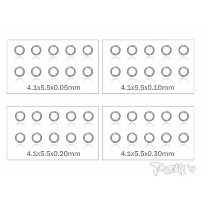 T-WORKS 4mm Shim Washer Set ( 0.05,0.1,0.2,0.3mm each 10pcs. )