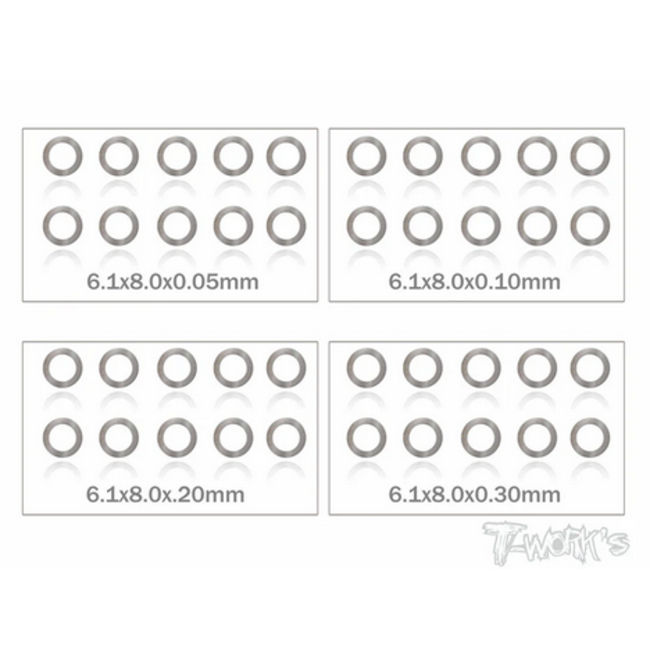 T-WORKS 6mm Shim Washer Set ( 0.05,0.1,0.2,0.3mm each 10pcs. )