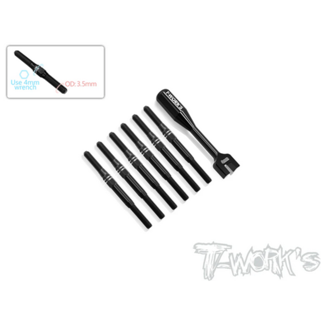 T-WORKS B7/B7D 64 Titanium Black Coating Turnbuckle Set (For Team Associated RC10 B7/B7D )
