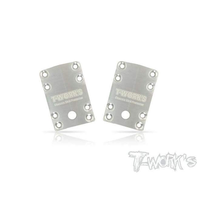 T-WORKS B74 Rear Chassis Skid Protector Stainless Steel ( Team Associated RC10 B74 ) 2pcs.