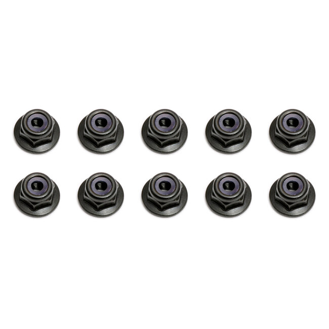 TEAM ASSOCIATED Locknuts, M3, flanged, black