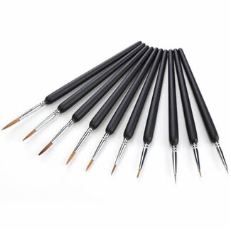 CHINA ELECTRONICS PAINT BRUSH SET SYNTHETIC NYLON  BRUSH SET 10pc  5/0, 3/0, 2/0, 0, 1, 2,  3, 4, 5,6,