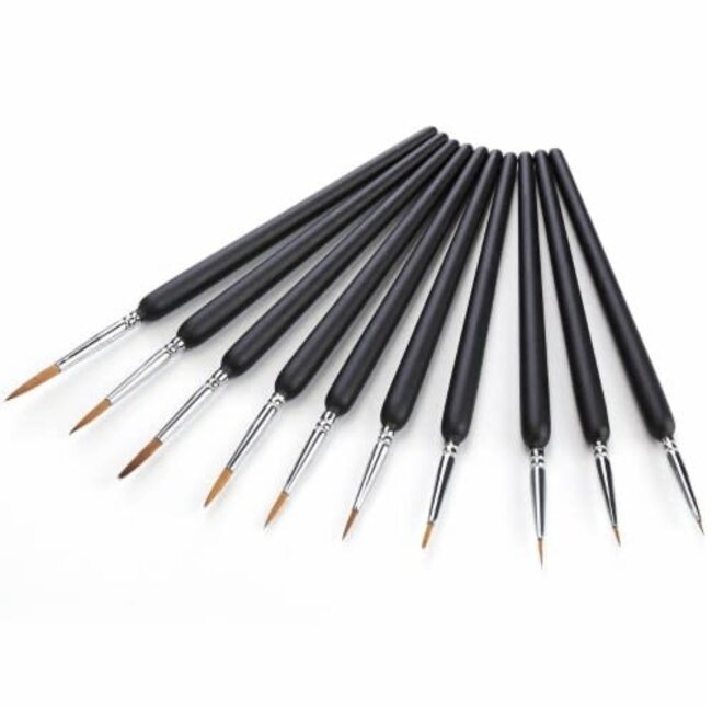 PAINT BRUSH SET SYNTHETIC NYLON  BRUSH SET 10pc  5/0, 3/0, 2/0, 0, 1, 2,  3, 4, 5,6,
