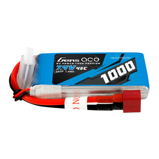 GENS ACE Gens Ace 2S 1000mAh 7.4V 45C Soft Case LiPo Battery (Deans)
