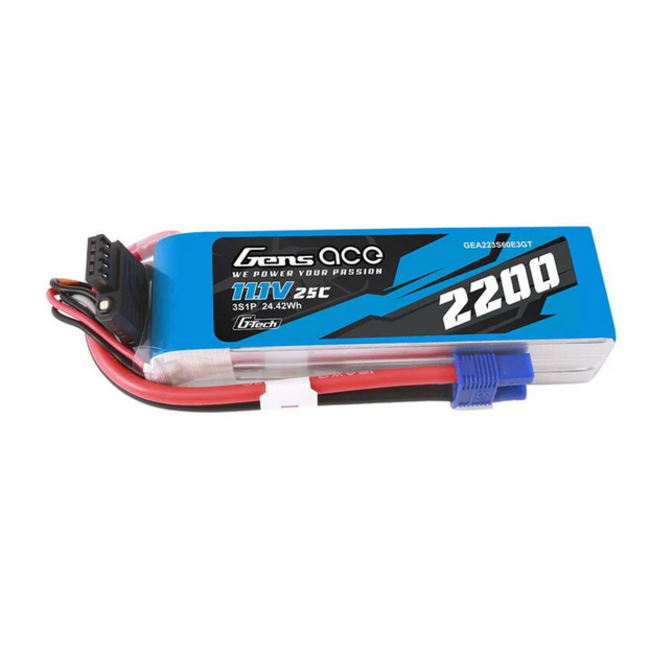 Gens Ace 3S 2200mAh 11.1V 60C Soft Case LiPo Battery (EC3)