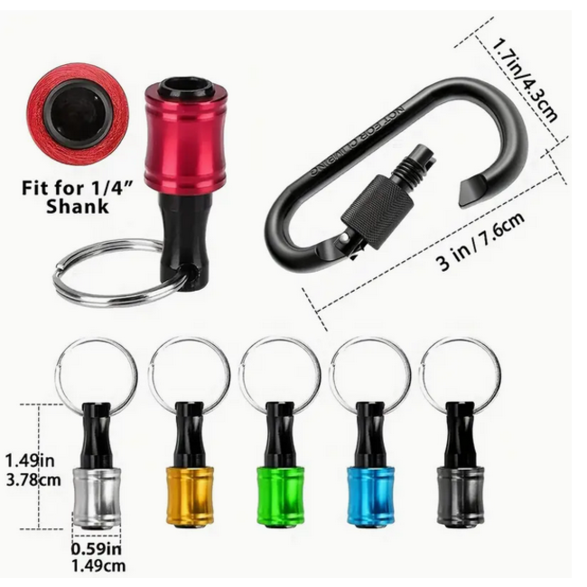 Ace 1/4" tool holders   With carabina clip Keychain.  Quick Release Easy Change, Screwdriver Bit Holders