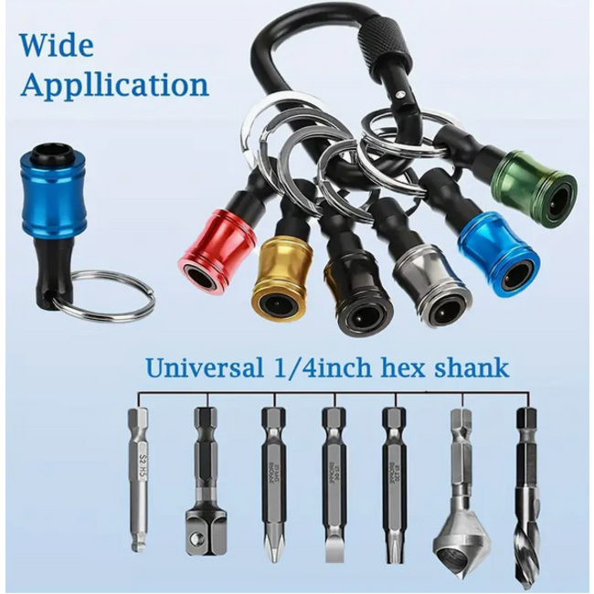 Ace 1/4" tool holders   With carabina clip Keychain.  Quick Release Easy Change, Screwdriver Bit Holders