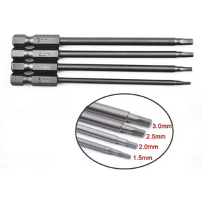 ace 1/4" hex driver bits  1.5mm 2.0mm 2.5mm 3.0mm