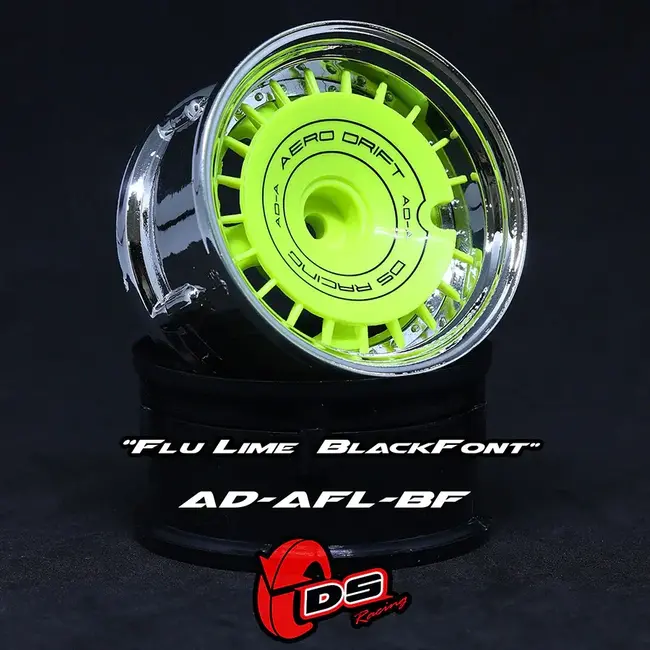 DS RACING AERO DRIFT Wheel Cover - Sloped Flu Lime w/ Black Font
