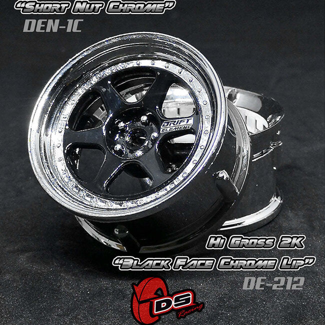 DS RACING DE 6 Spoke Wheel Set - Hi Gloss 2K Black/Chrome