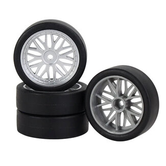 LDRC LDRC LA0034-1 LD18 Drift Tyres MTD Silver Wheels (4pce)